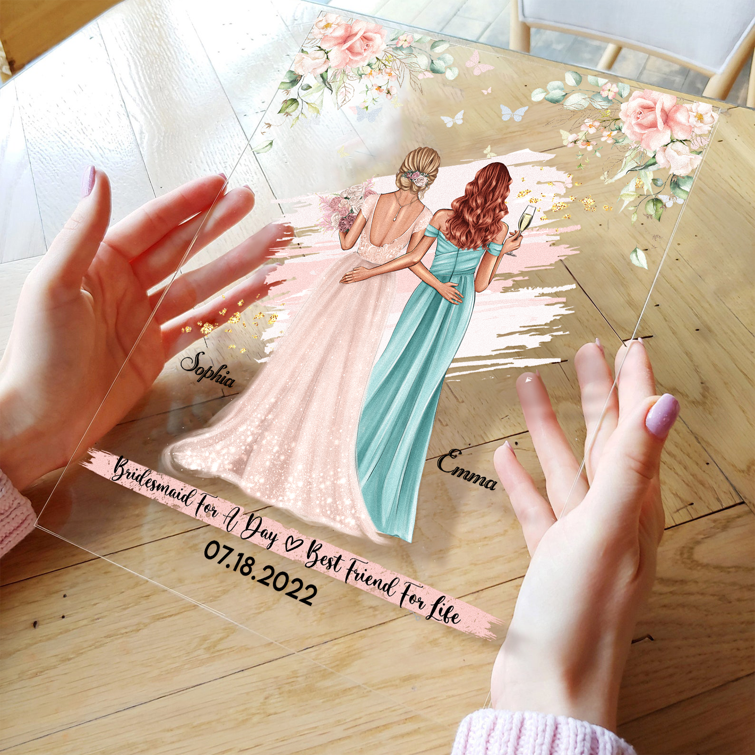 Maid Of Honor For A Day - Personalized Acrylic Plaque - Wedding Gift For Bridesmaids, Maid Of Honor, Besties