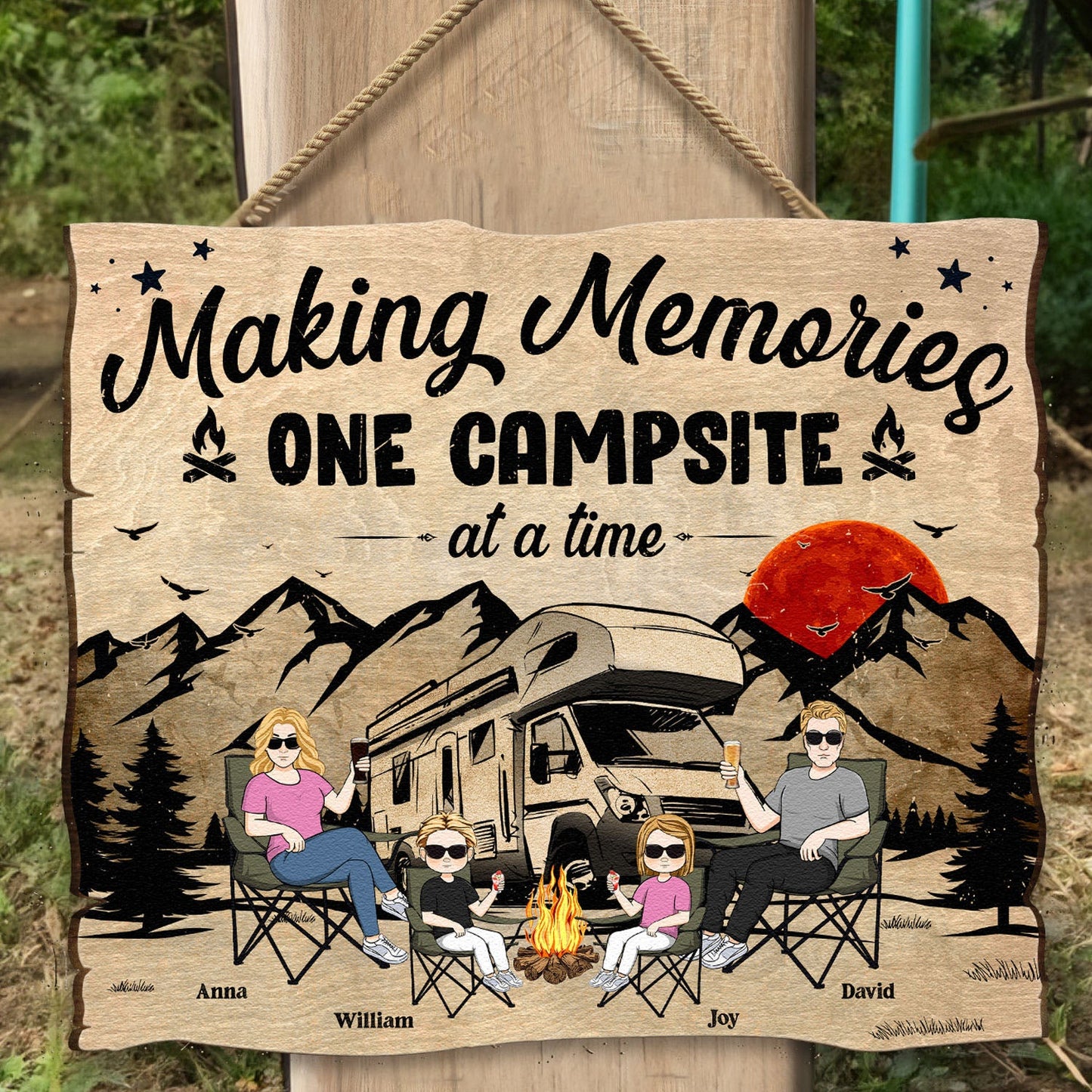 Making Memories One Campsite At A Time - Personalized Custom Shaped Wood Sign