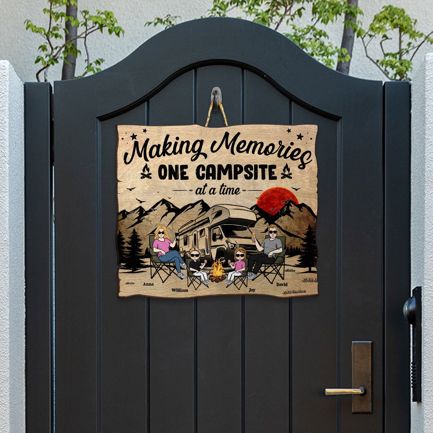 Making Memories One Campsite At A Time - Personalized Custom Shaped Wood Sign
