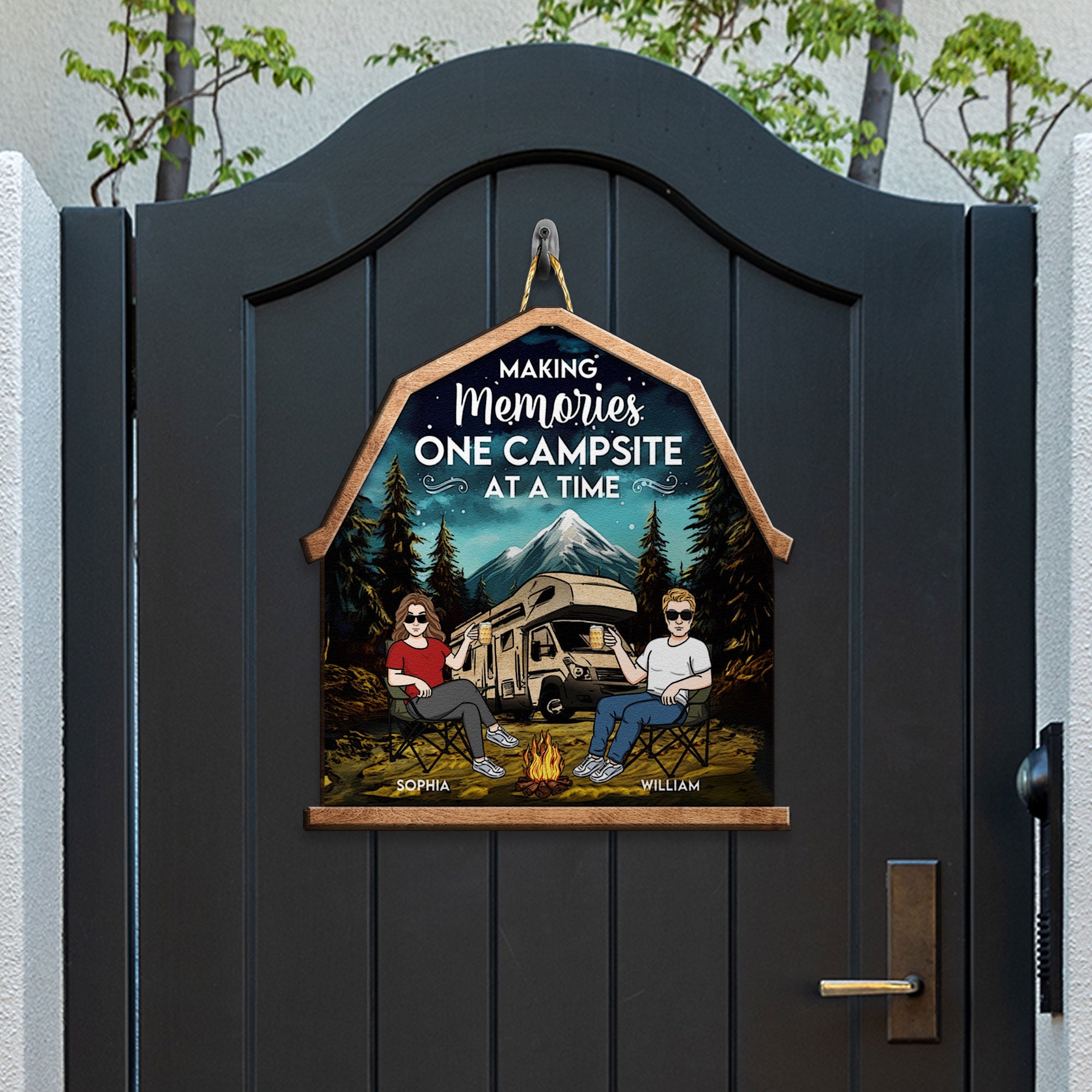 Making Memories One Campsite At A Time - Personalized Custom Shaped Wood Sign