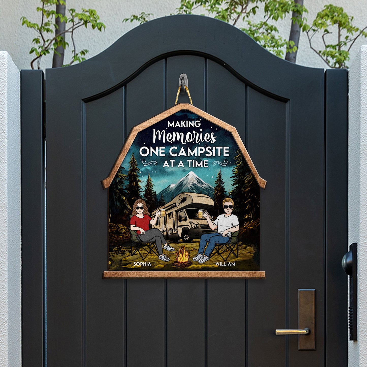 Making Memories One Campsite At A Time - Personalized Custom Shaped Wood Sign