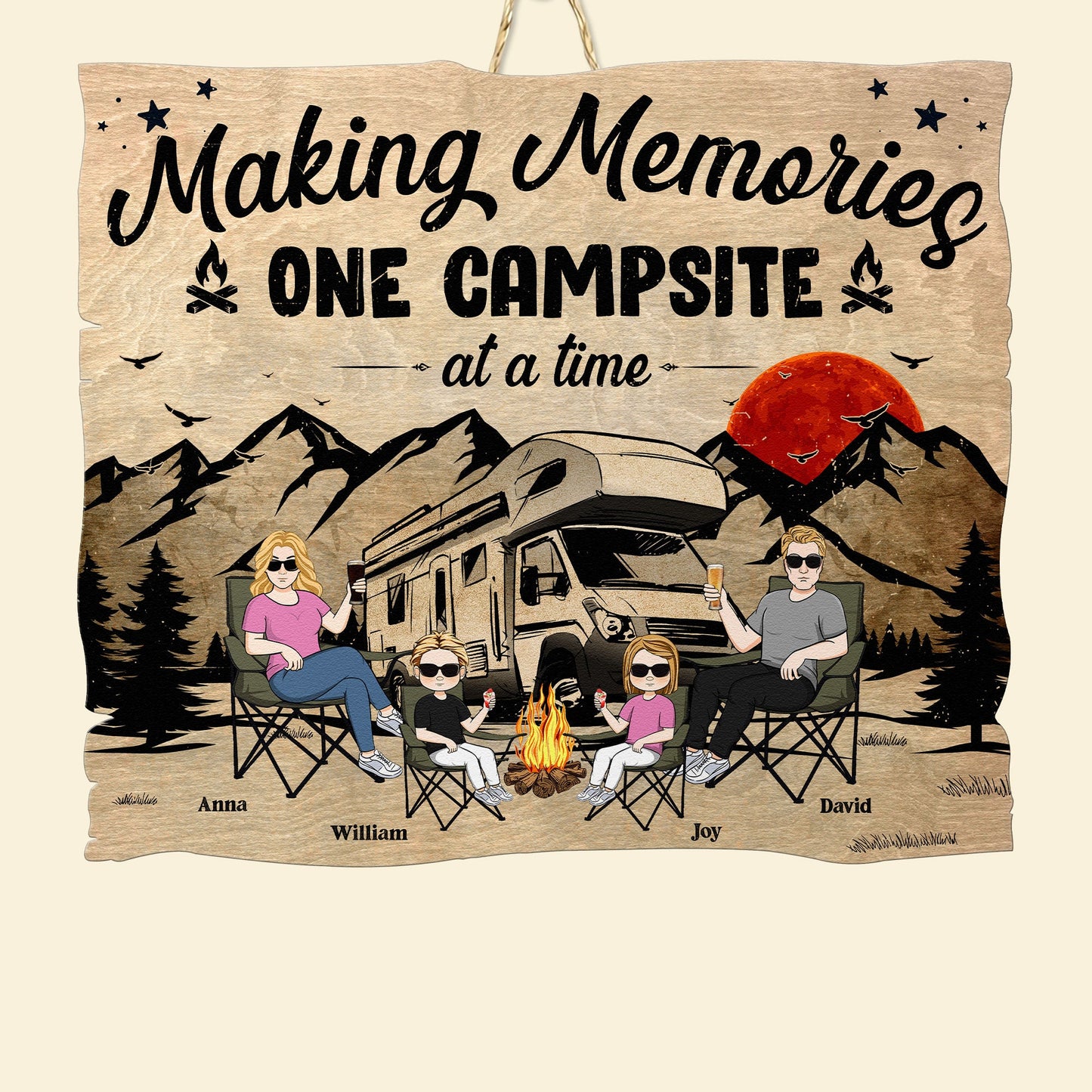 Making Memories One Campsite At A Time - Personalized Custom Shaped Wood Sign