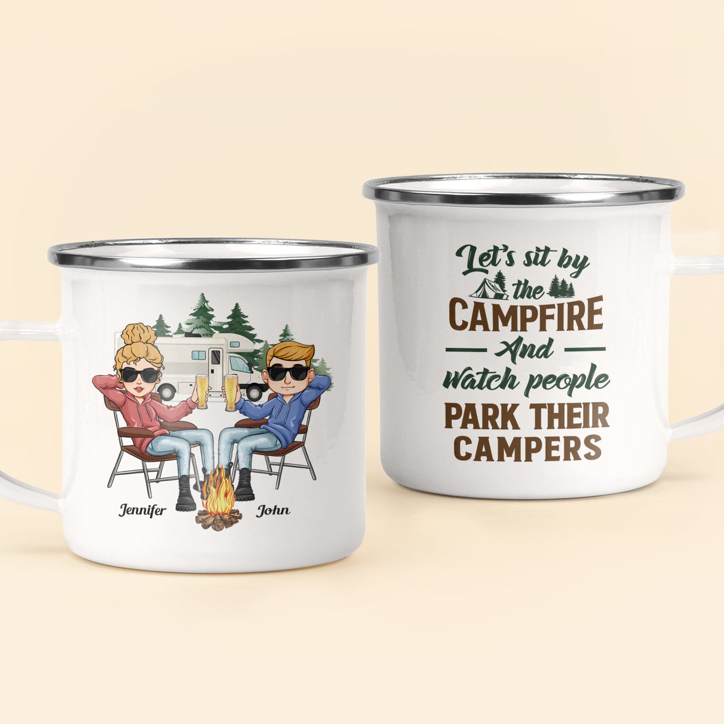 Making Memories One Campsite At A Time - Personalized Enamel Mug - Birthday Gift For Camping Friends