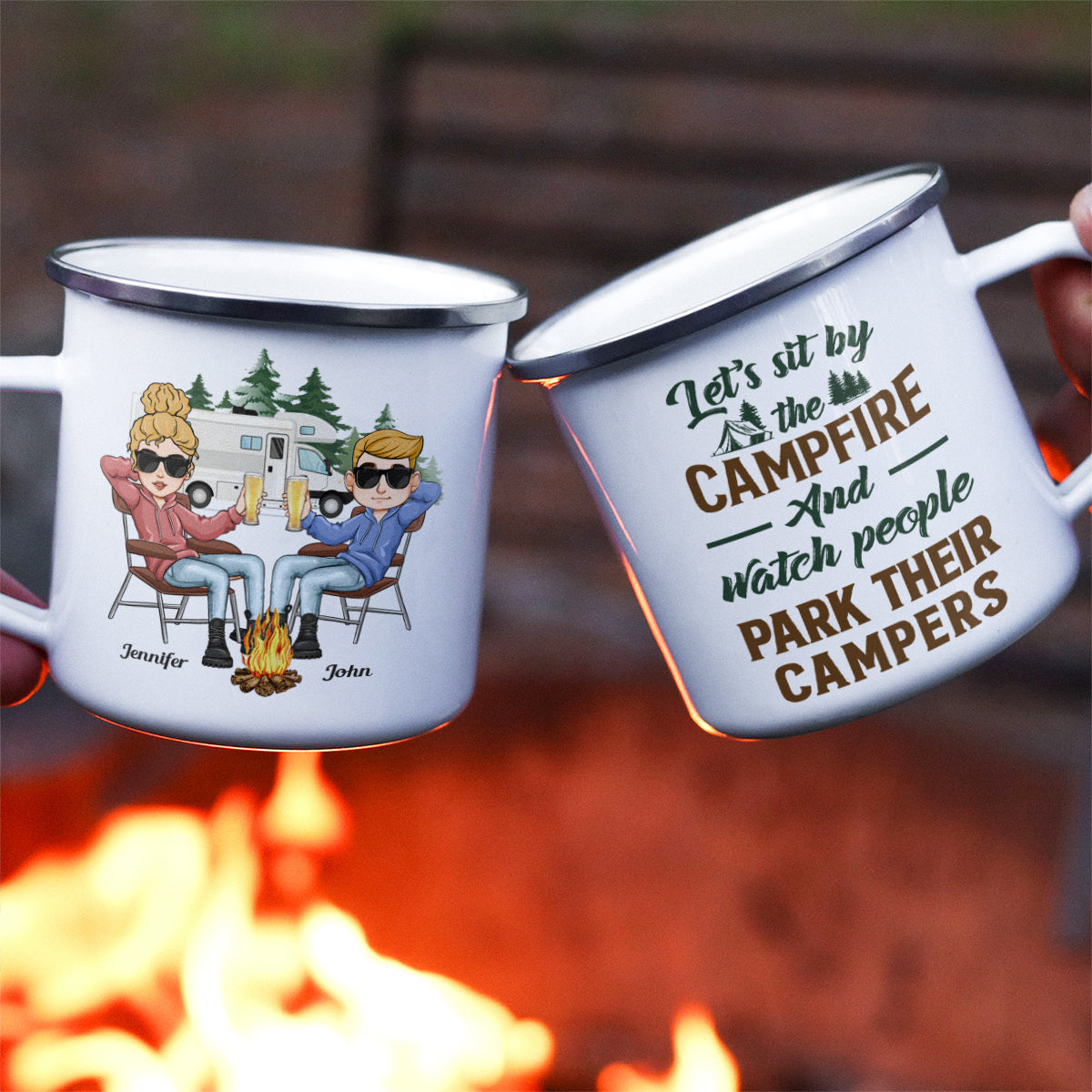 Making Memories One Campsite At A Time - Personalized Enamel Mug - Birthday Gift For Camping Friends