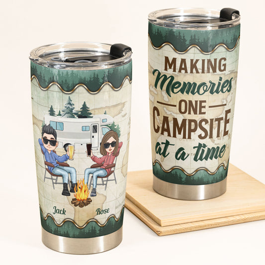 Making Memories One Campsite At A Time - Personalized Tumbler Cup - Birthday Gift For Camping Friends