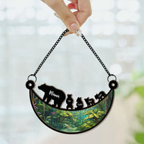 Mama Bear On The Moon - Personalized Window Hanging Suncatcher Ornament