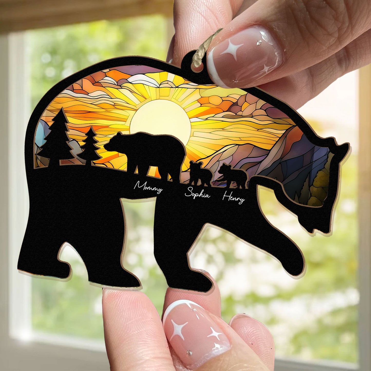 Mama Bear - Personalized Suncatcher Ornament