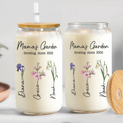 Mama's Garden - Personalized Clear Glass Cup
