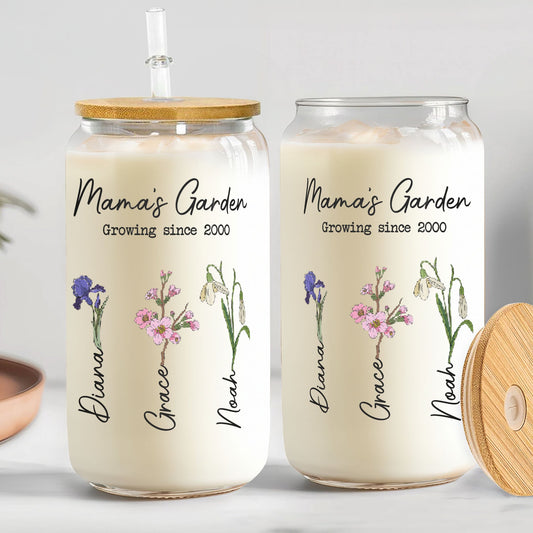 Mama's Garden - Personalized Clear Glass Can
