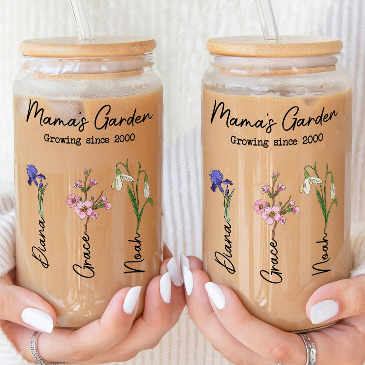 Mama's Garden - Personalized Clear Glass Can