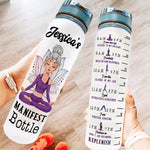 Manifest Bottle - Personalized Water Tracker Bottle - Birthday, Motivation Gift For Yoga Girl, Yoga Lover