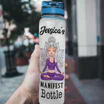 Manifest Bottle - Personalized Water Tracker Bottle - Birthday, Motivation Gift For Yoga Girl, Yoga Lover