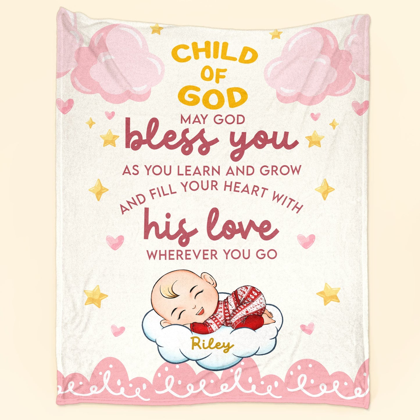 May God Bless You - Personalized Baby Blanket