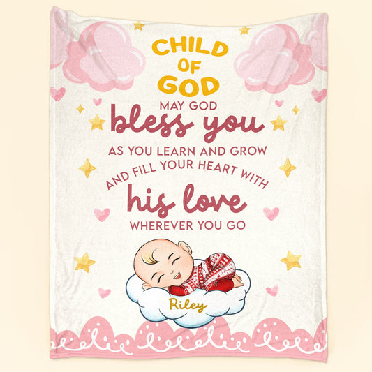 May God Bless You - Personalized Baby Blanket