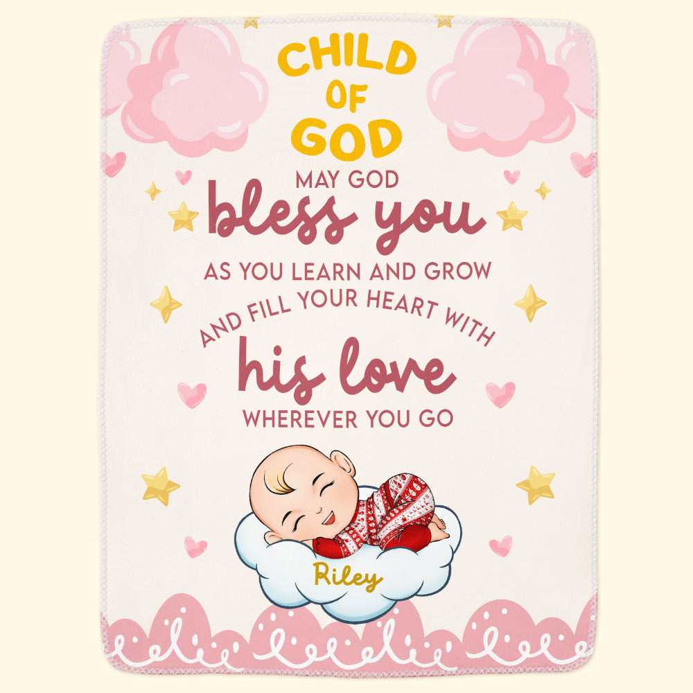 May God Bless You - Personalized Baby Blanket