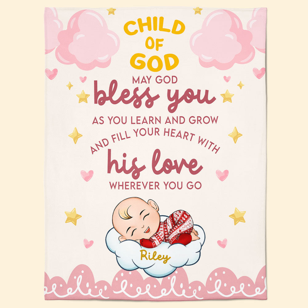 May God Bless You - Personalized Baby Blanket