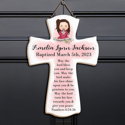 Baptism Gifts For Girls - May The Lord Bless You - Personalized Wood Sign