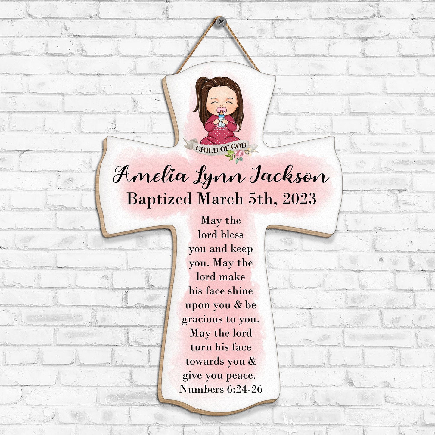 Baptism Gifts For Girls - May The Lord Bless You - Personalized Wood Sign