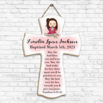 Baptism Gifts For Girls - May The Lord Bless You - Personalized Wood Sign