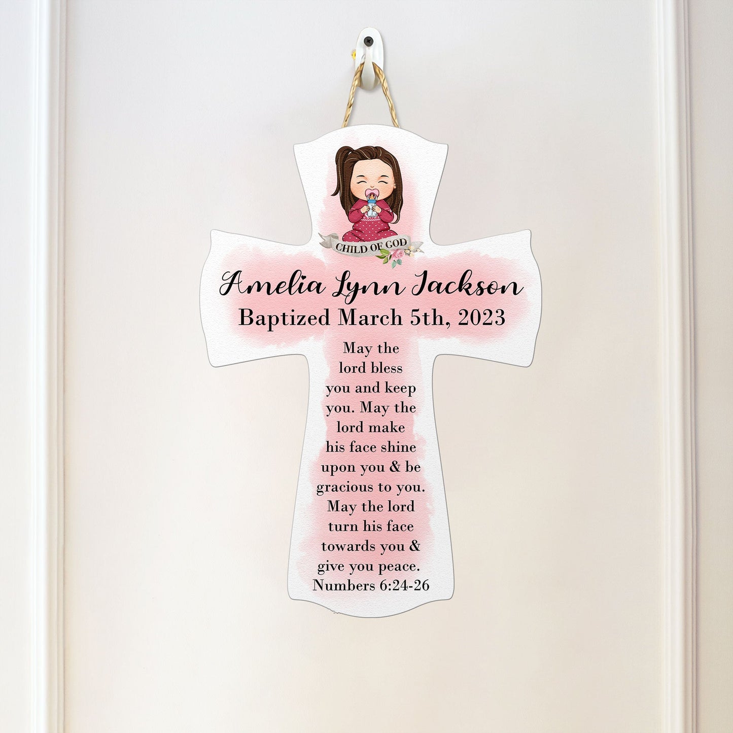 Baptism Gifts For Girls - May The Lord Bless You - Personalized Wood Sign