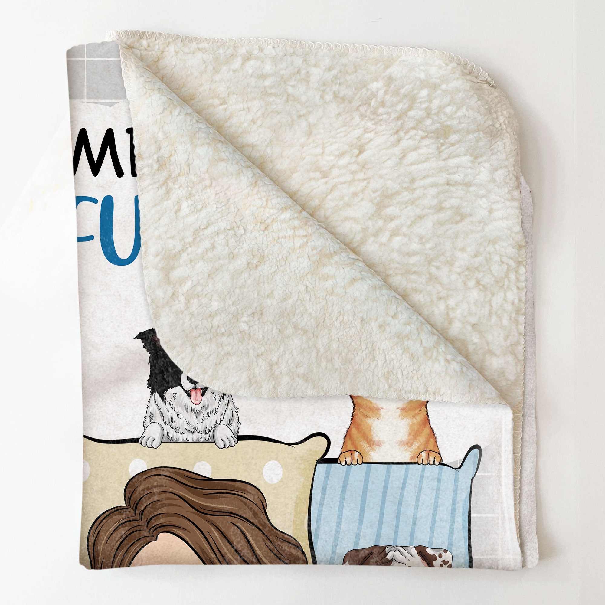 Me And The Fur Babies - Cartoon Version - Personalized Blanket