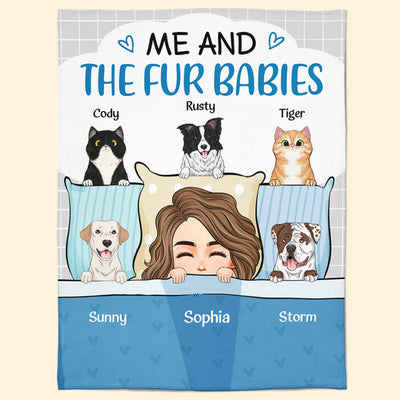 Me And The Fur Babies - Cartoon Version - Personalized Blanket