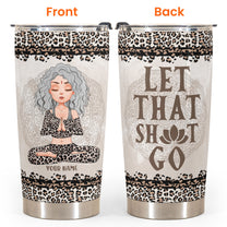 Meditation Yoga Girl - Personalized Tumbler Cup - Birthday Gift For Yoga Lover - Leopard Pattern Design