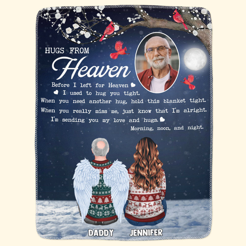 Memorial Blanket Hugs From Heaven - Personalized Memory Photo Blanket