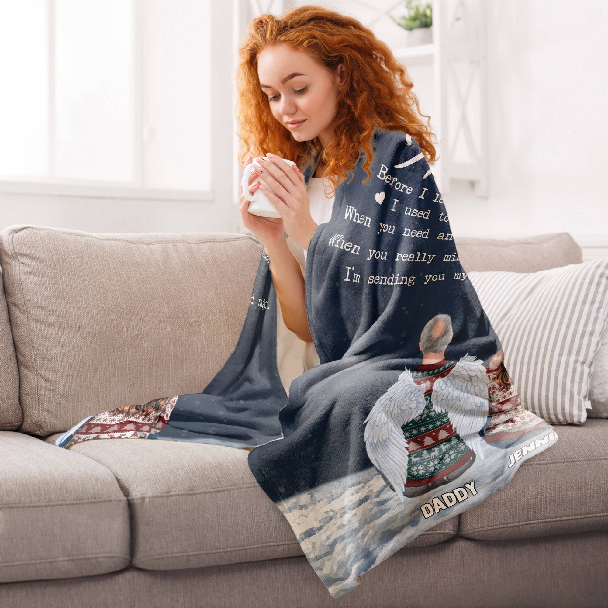 Memorial Blanket Hugs From Heaven - Personalized Memory Photo Blanket
