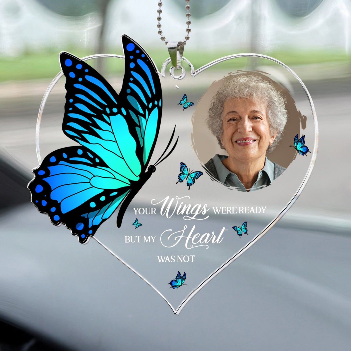 Memorial Car Hanger Your Wings Were Ready - Personalized Photo Car Ornament