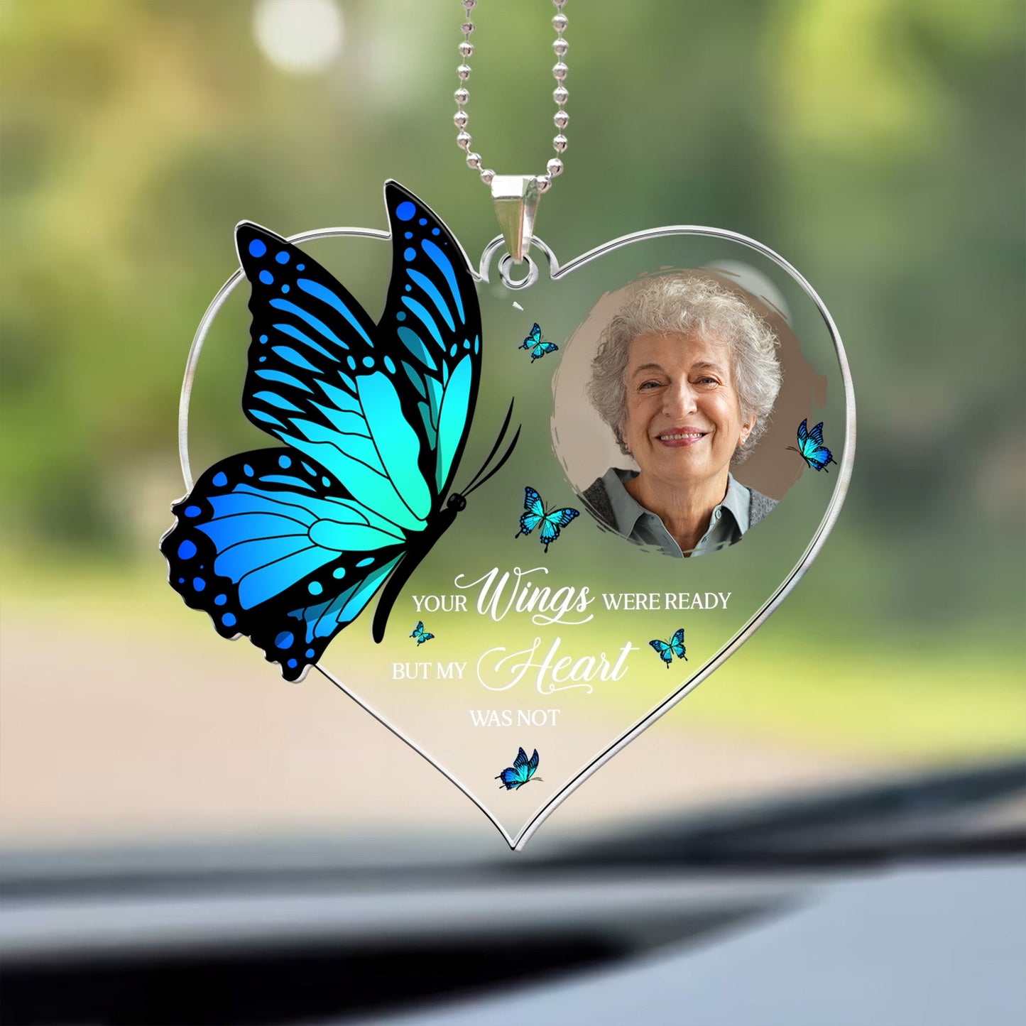 Memorial Car Hanger Your Wings Were Ready - Personalized Photo Car Ornament