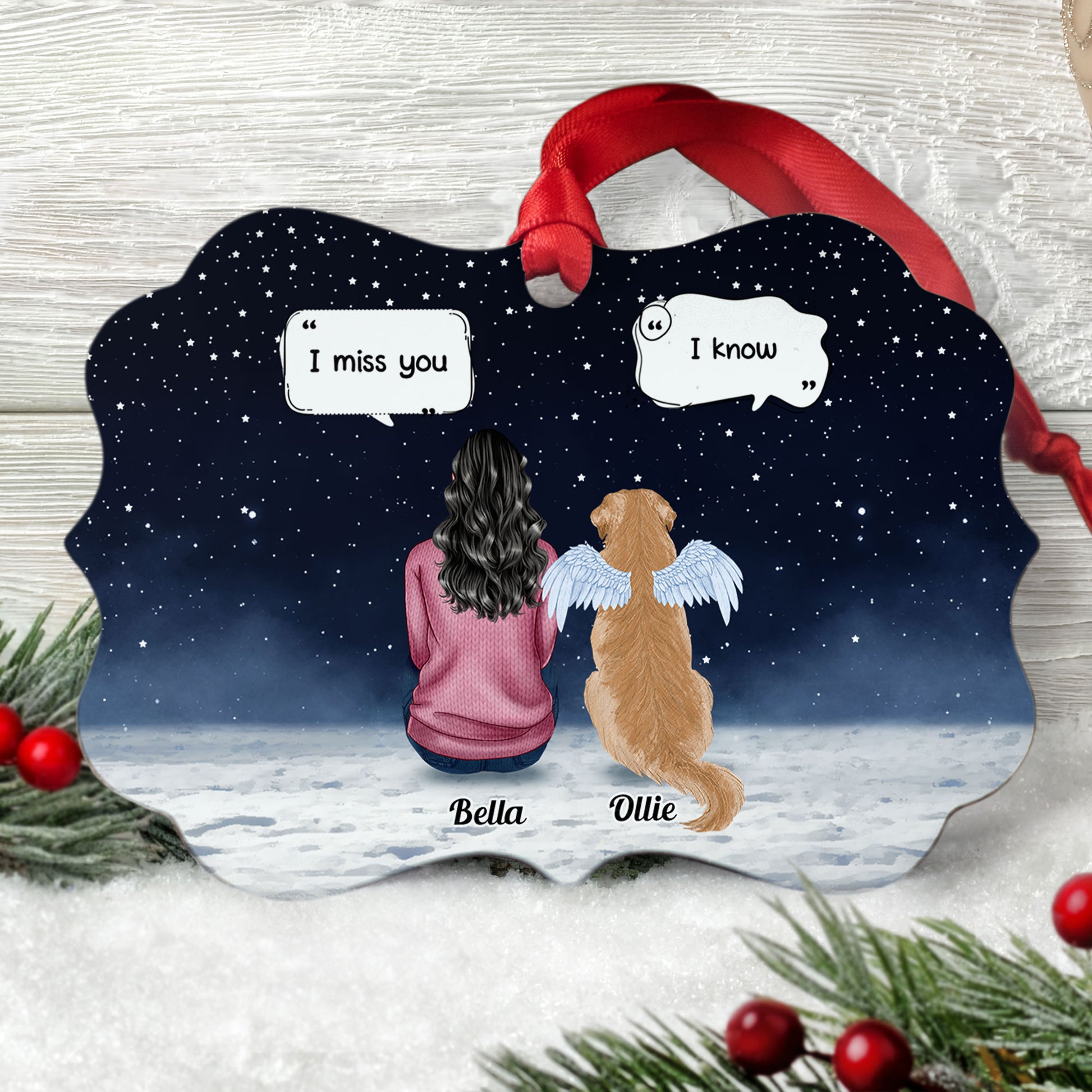 Memorial Pet - Personalized Alumium/wooden Ornament - Christmas, Memorial, Loving Gift For Pet Loss Owners, Dog Mom, Dog Dad, Cat Mom, Cat Lover, Dog Lover