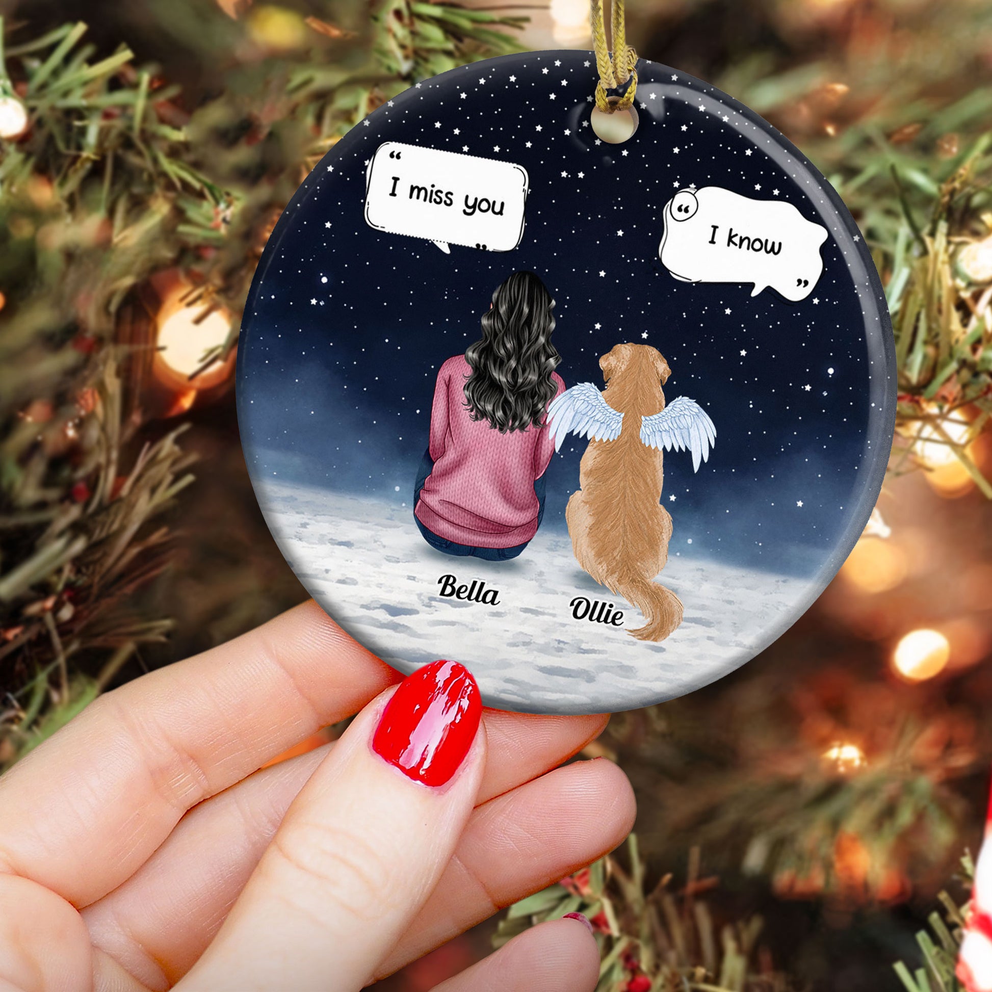 Memorial Pet - Personalized Ceramic Ornament - Christmas, Memorial, Loving Gift For Pet Loss Owners, Dog Mom, Dog Dad, Cat Mom, Cat Lover, Dog Lover