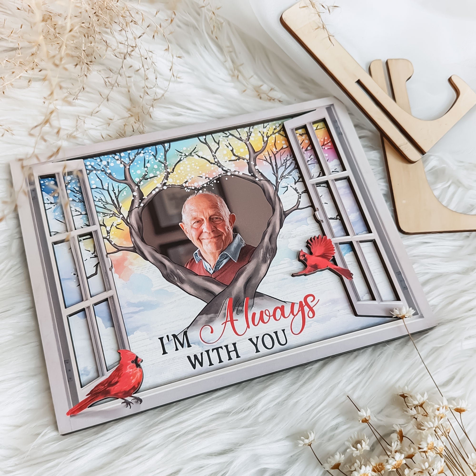 Memorial Gift I'm Always With You - Personalized 2 Layers Wooden Photo Plaque
