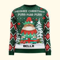 Meowee Christmas Purr Purr Purr - Personalized Ugly Christmas Sweater