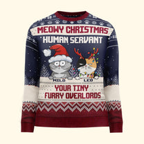 Meowy Christmas Human Servant  - Personalized Ugly Sweater