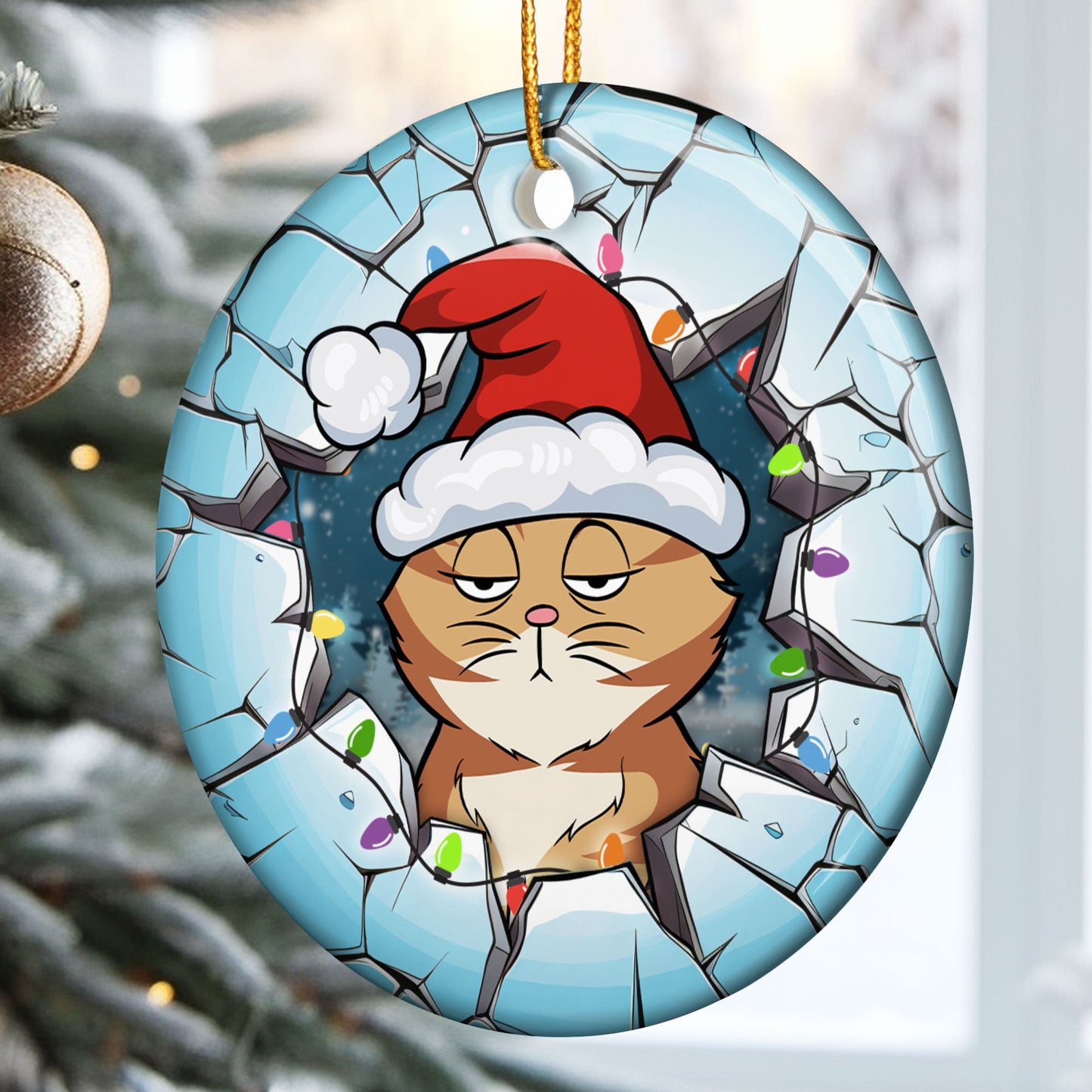 Meowy Christmas - Personalized Ceramic Ornament