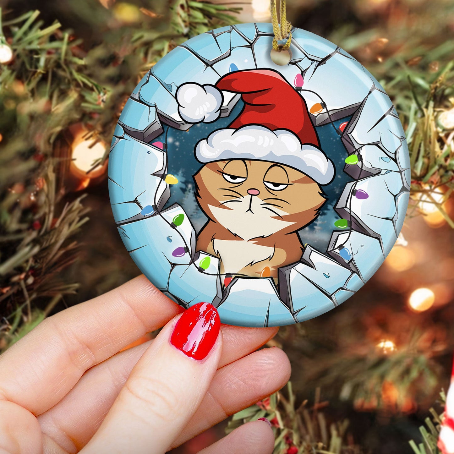 Meowy Christmas - Personalized Ceramic Ornament