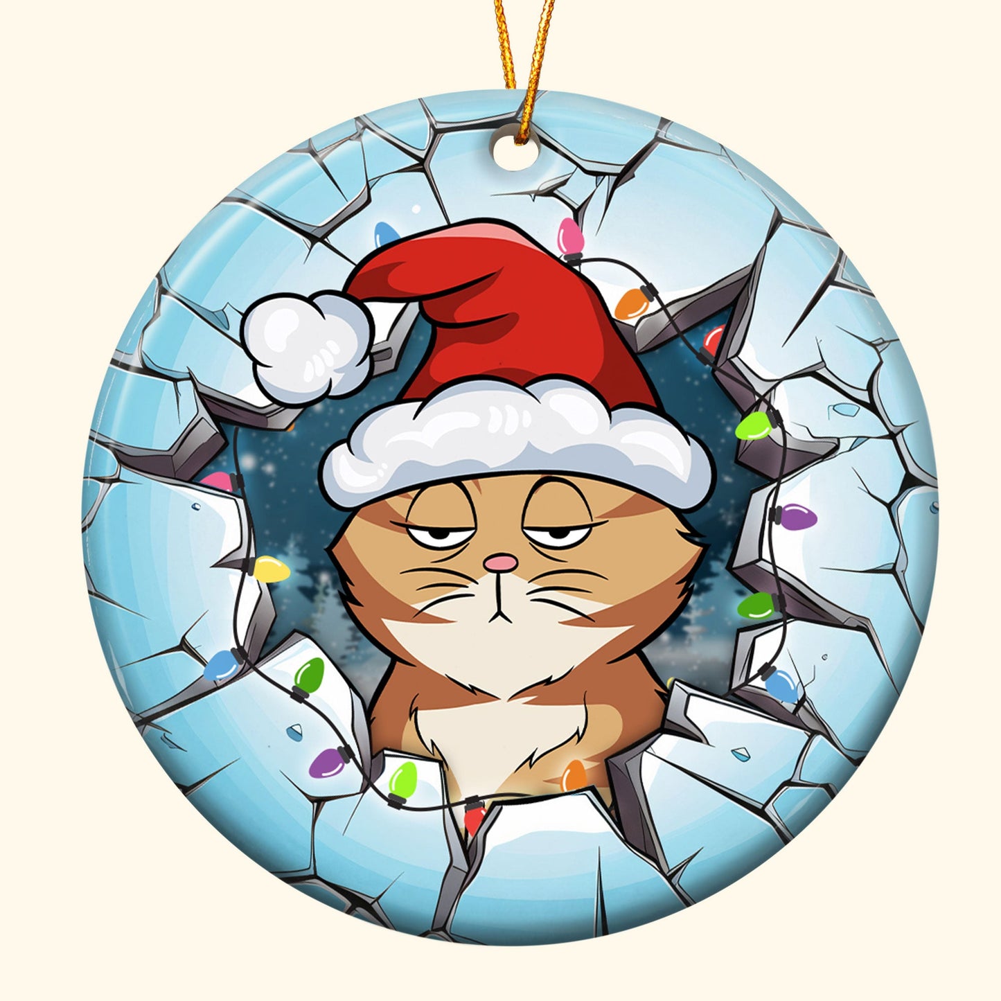 Meowy Christmas - Personalized Ceramic Ornament