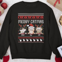 Meowy Catmas Ugly Christmas Pattern - Personalized Sweatshirt