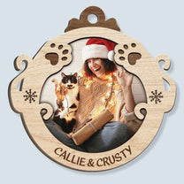 Meowy Christmas - Personalized Custom Shaped Wooden Photo Ornament