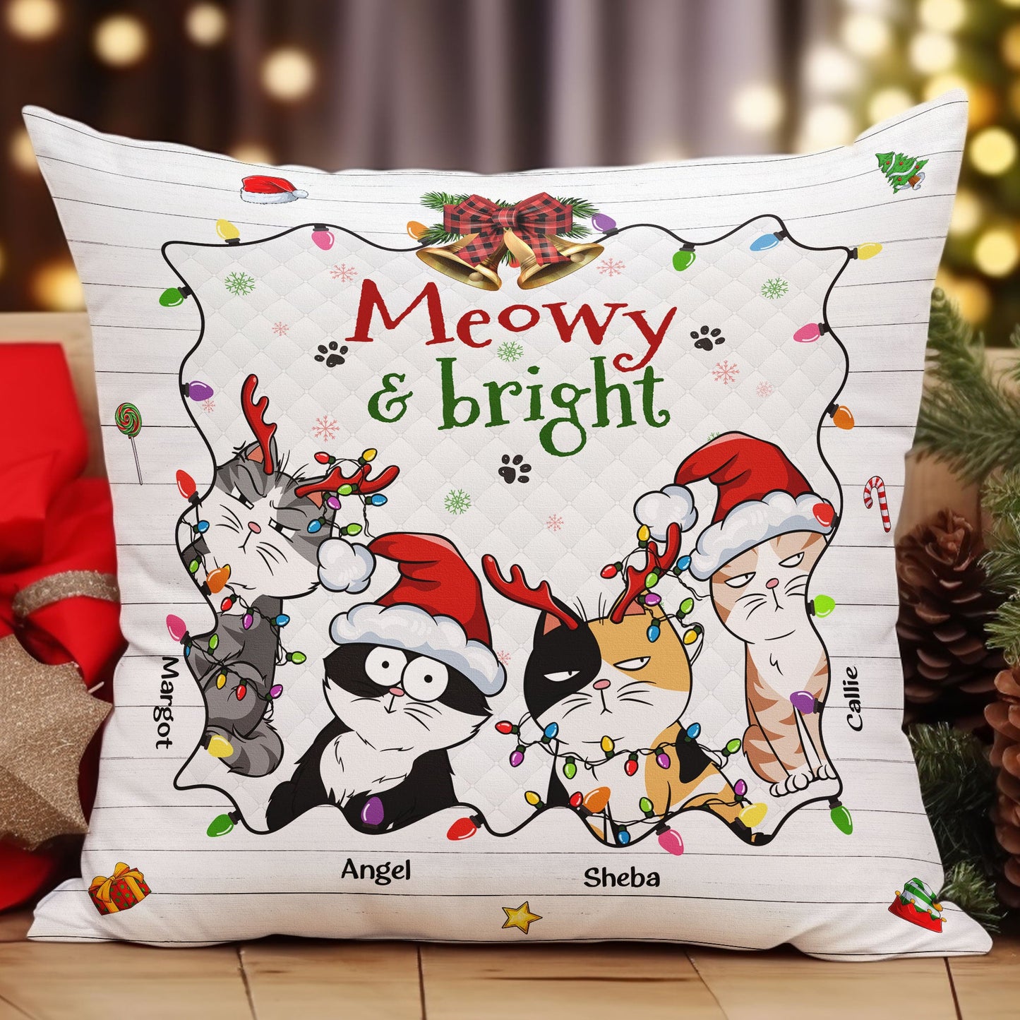 Meowy & Bright - Personalized Pillow (Insert Included)