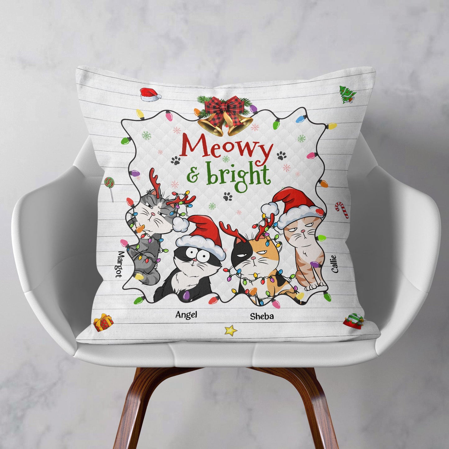 Meowy & Bright - Personalized Pillow (Insert Included)