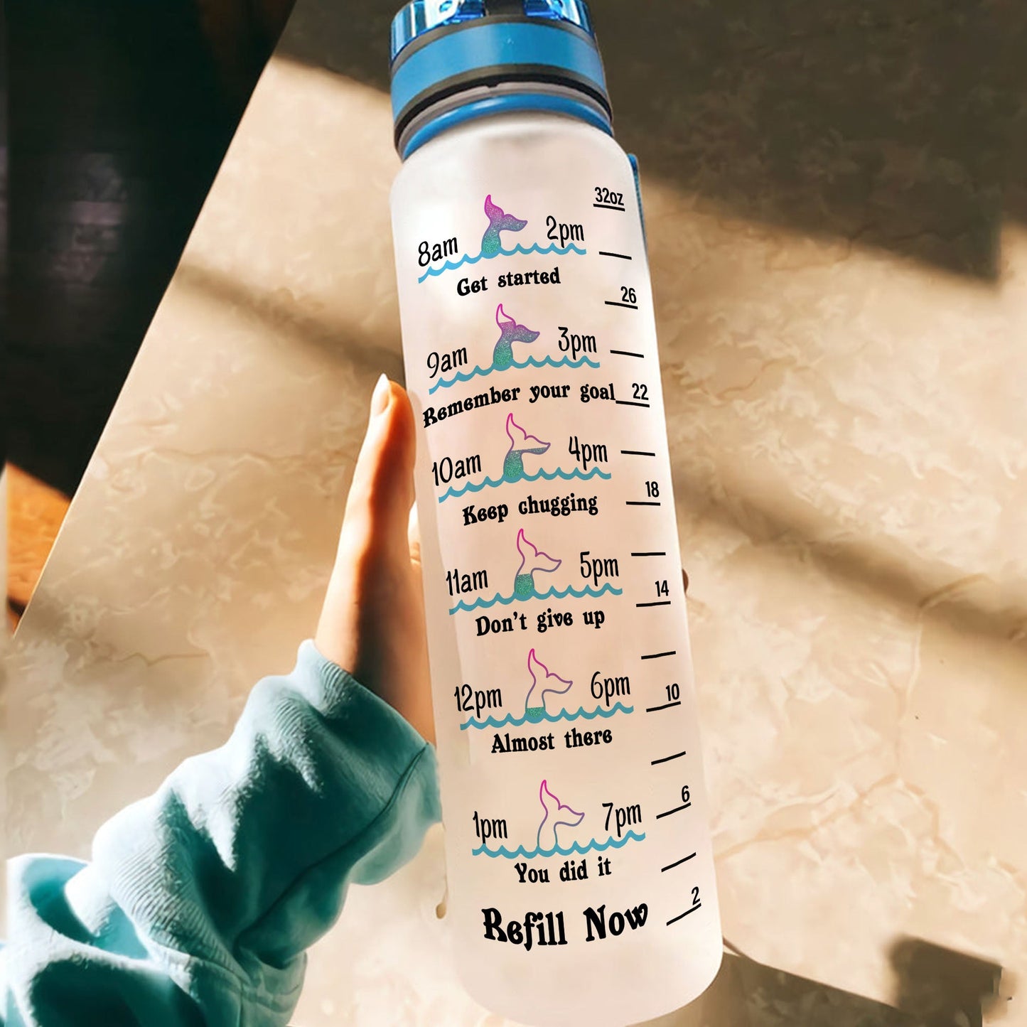 Mermaid - Lose My Mind And Find My Soul - Personalized Water Tracker Bottle - Birthday, Motivational Gift For Her, Mermaid Lovers