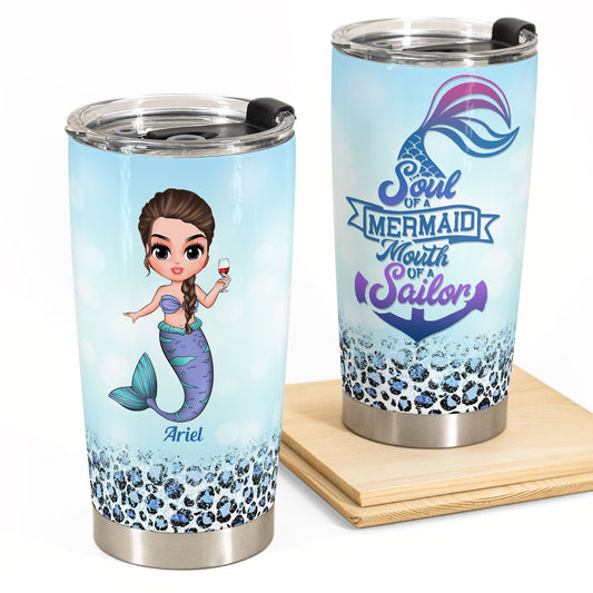 Mermaid Soul Sailor Mouth - Personalized Tumbler Cup - Birthday Gift For Mermaid Lovers, Beach Lovers, Merfriends, Friends