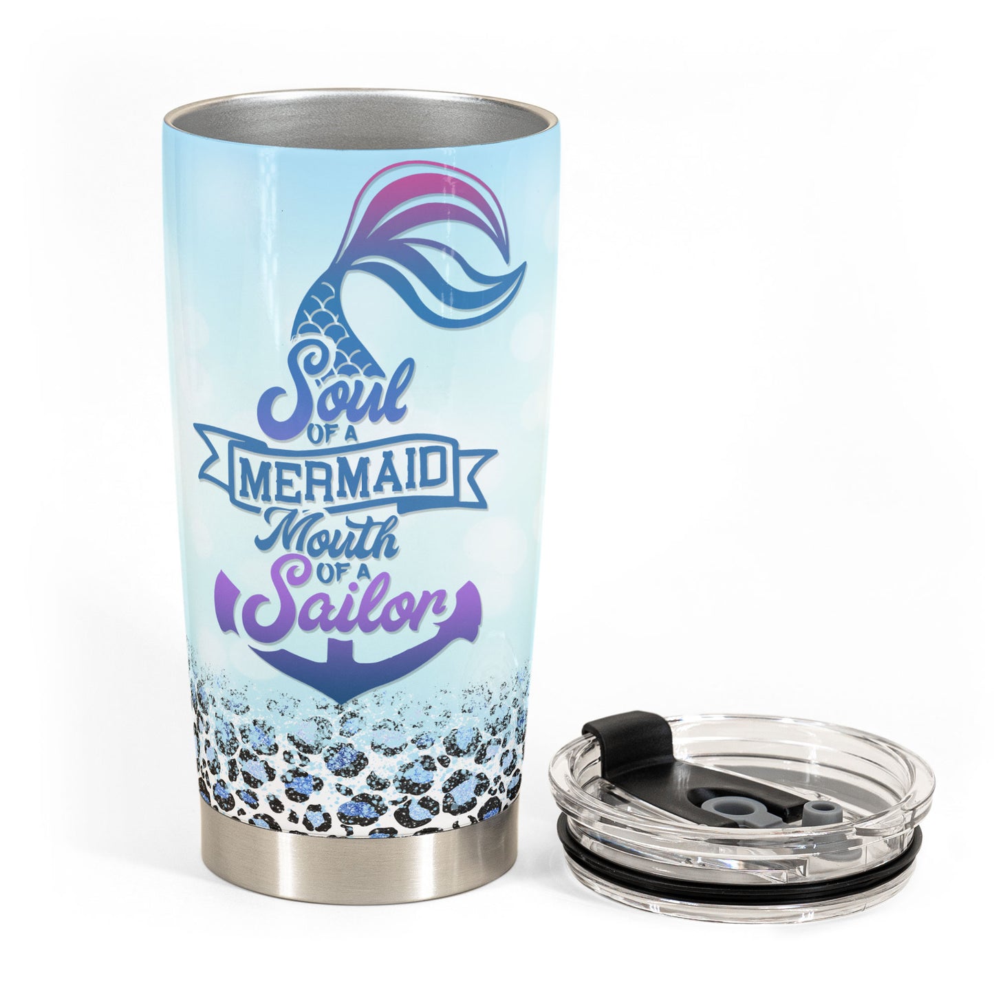 Mermaid Soul Sailor Mouth - Personalized Tumbler Cup - Birthday Gift For Mermaid Lovers, Beach Lovers, Merfriends, Friends