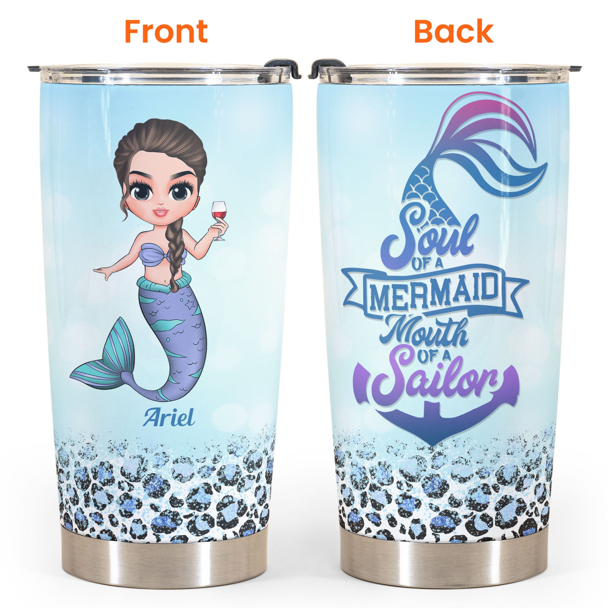 Mermaid Soul Sailor Mouth - Personalized Tumbler Cup - Birthday Gift For Mermaid Lovers, Beach Lovers, Merfriends, Friends