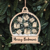 Merry Bookmas Christmas Gifts For Book Lovers - Personalized 3 Layered Christmas Shaker Ornament