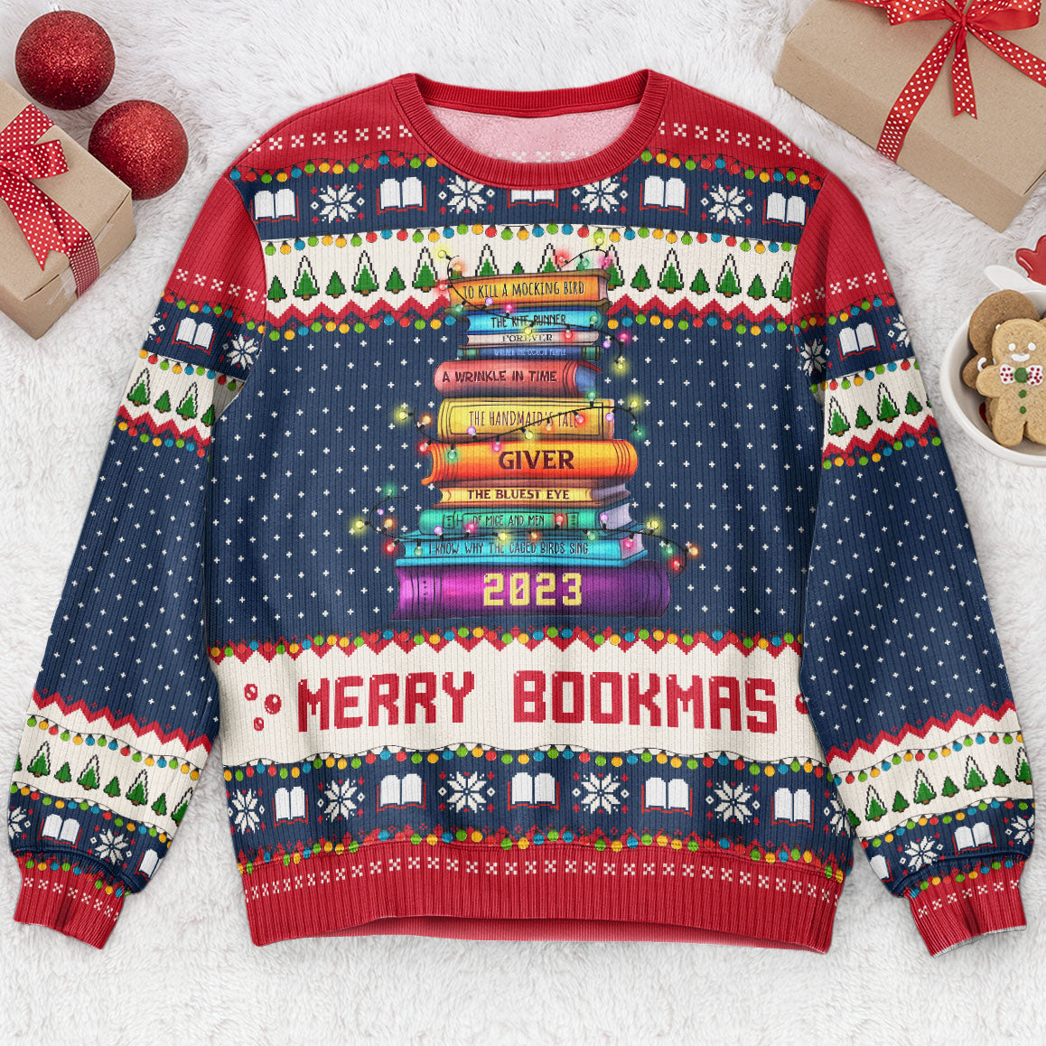 Merry Bookmas - Personalized Ugly Sweater