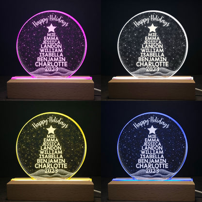 Merry Christmas Custom Family Names 2023 Christmas Tree - Personalized LED Light